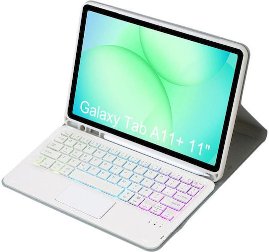 Flip Cover Cu Tastatură În Engleză SUA Gri Samsung Galaxy Tab A11 Plus
