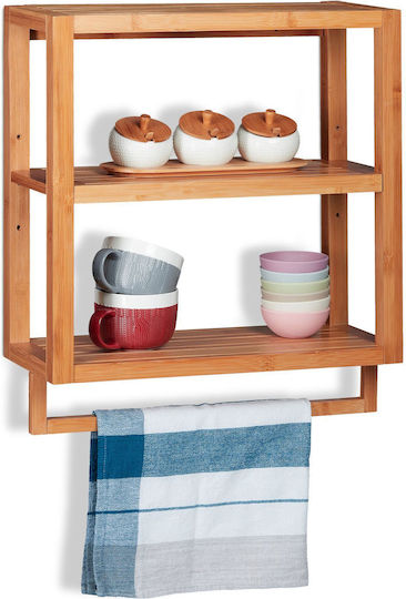 Relaxdays Raft de Baie Montat pe Perete din Bambus 58.5x52x21cm Maro