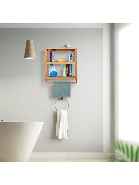 Relaxdays Επιτοίχια Ραφιέρα Μπάνιου Bamboo 58.5x52x21cm Καφέ