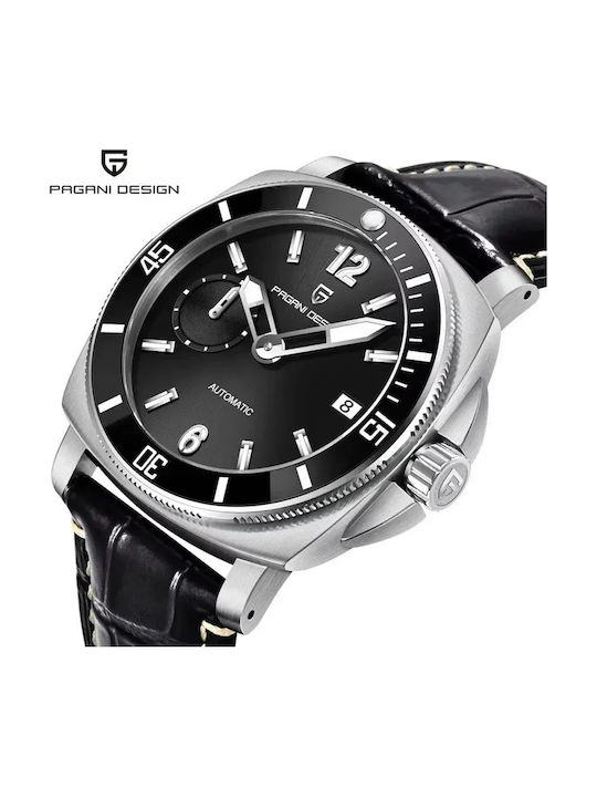 Pagani Design Herrenuhr Automatik mit Schwarz Lederriemen