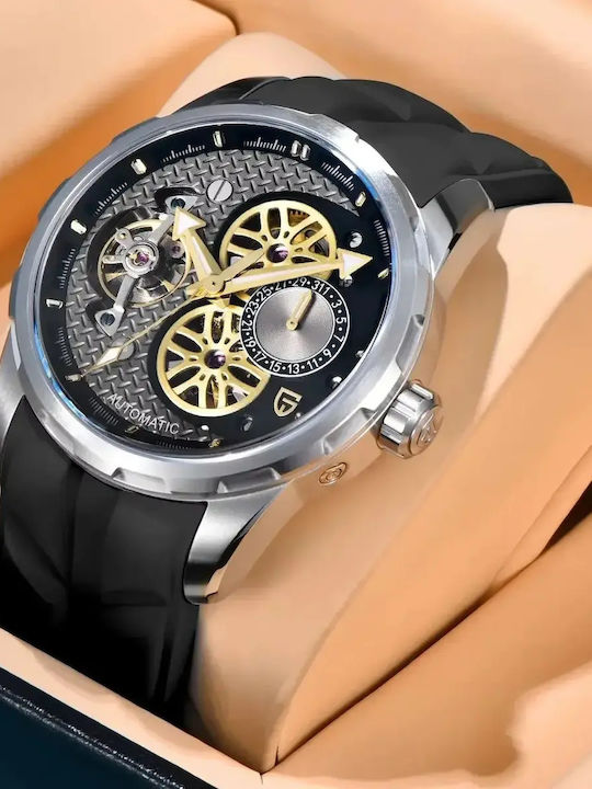 Pagani Design Мъжки Часовник Автоматичен с Черна Метална Гривна