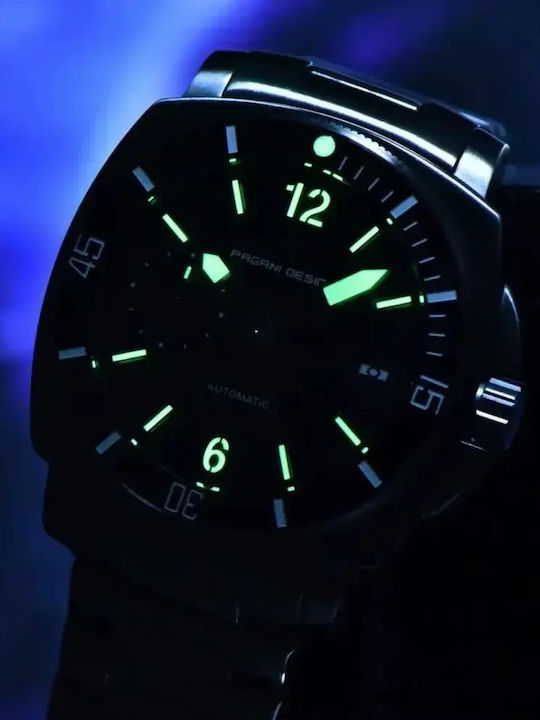 Pagani Design Herrenuhr Automatik mit Schwarz Lederriemen