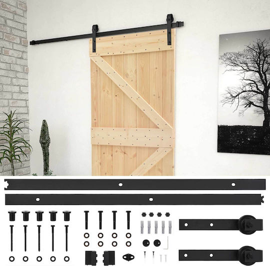 Ușă Glisantă Negru Natural 80 X 210 Cm Lemn Masiv de Pin 3444855 Maro