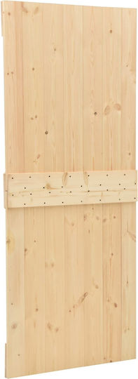 Συρόμενη Πόρτα Φυσικό Μαύρο 90 X 210 Cm Μασίφ Ξύλο Πεύκου 3444860 Καφέ