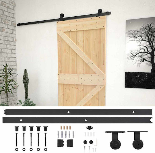 Schiebetür Natürliches Schwarz 90 x 210 cm Massivholz Kiefer 3444862 Braun