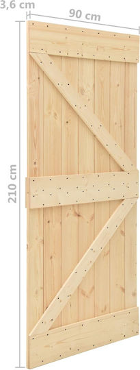 Schiebetür Natürliches Schwarz 90 x 210 cm Massivholz Kiefer 3444859 Braun