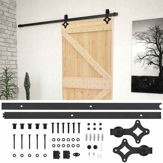 Schiebetür Natürlicher Schwarz 100 x 210 cm Massivholz Kiefer 3444866 Braun