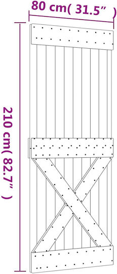 Schiebetür Natürliche Weiße 80 x 210 cm 3445114 Braun