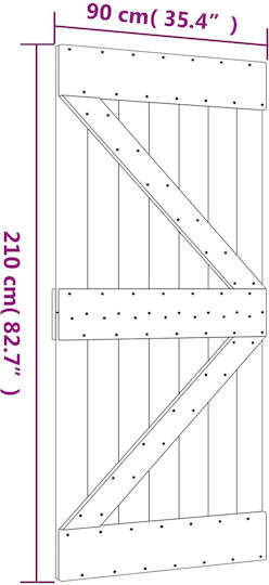 Συρόμενη Πόρτα Φυσικό Λευκό 90 X 210 Cm Μασίφ Ξύλο Πεύκου 3445024 Καφέ