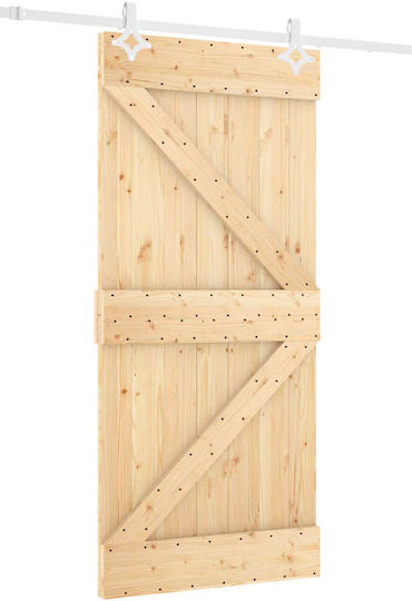 Ușă Glisantă Natural Alb 90 X 210 Cm Lemn Masiv de Pin 3445099 Maro