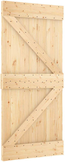Ușă Glisantă Natural Alb 90 X 210 Cm Lemn Masiv de Pin 3445099 Maro