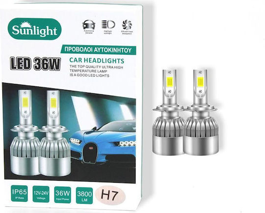 Led Autolampen Scheinwerfer H7 36w 3800lm 12v-24v Ip65 Set 2 Menge – Kaltes Weiß Licht