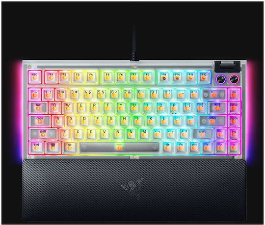 Razer BlackWidow V4 Gaming Mechanical Keyboard 75% with Razer Orange Switches and RGB Lighting English US Phantom White Edition