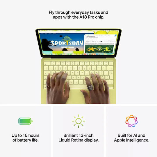 Apple MacBook Neo 13" Ecran IPS Retina (A18 Pro-6 nuclee/8GB/512GB SSD/GPU cu 5 nuclee) Argintiu (Tastatură SUA)