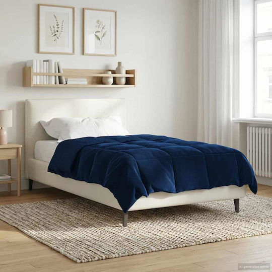 vidaXL Single Duvet Cover Set 155x200cm With Pillowcase Dark Blue