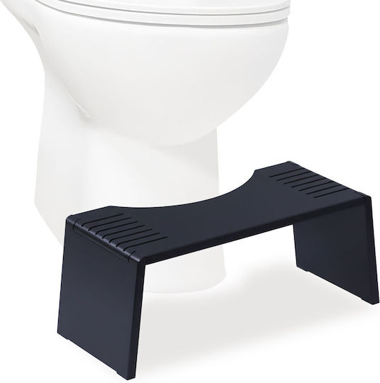 Scaun De Toaletă Relaxdays 43,5 X 20 X 19 Cm Pliabil Antiderapant Bambus Cauciuc Gri