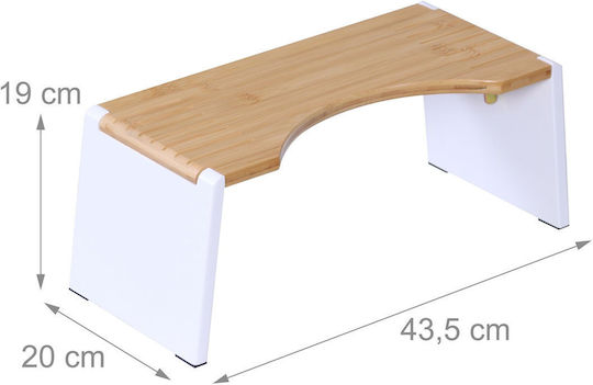 Scaun De Toaletă Relaxdays 43,5 X 20 X 19 Cm Pliabil Antiderapant Bambus Alb Natural
