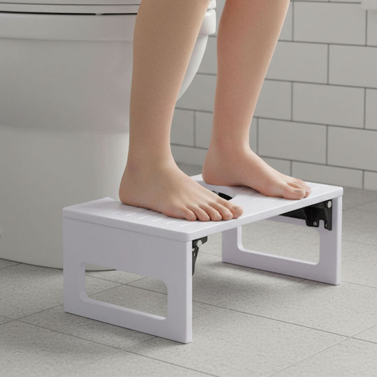 Scaun De Toaletă Relaxdays 43 X 27,5 X 18 Cm Pliabil Bambus Alb