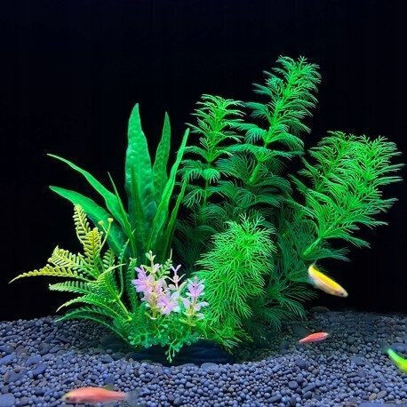 Aqua Natura Plant Aquarium Decoration Green Pink Accent Plastic 20 Cm Fern Spirulina