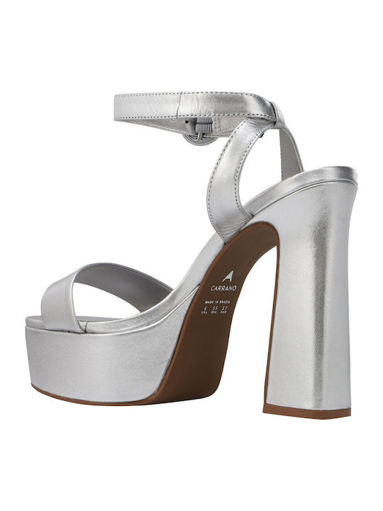 Damen Sandalen Aus Leder Silber