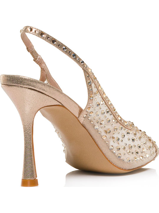 Damen Sandalen mit Strass Gold