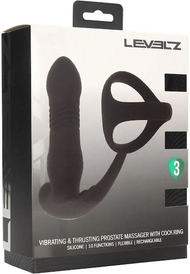 Vibration Penisinringe aus Silikon mit Prostata-Massagegerät Tri O Schwarz