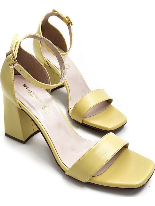 Damen Sandalen Gelbe Leder