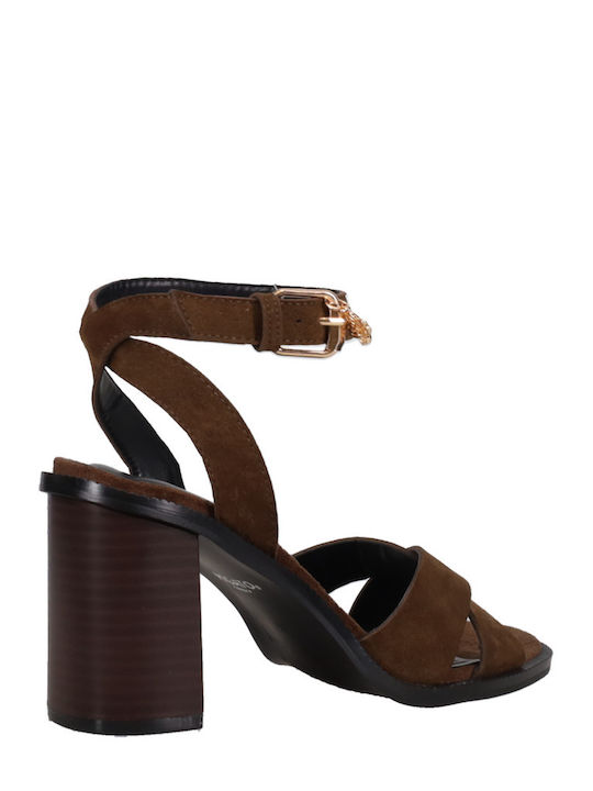 Suede Damen Sandalen Braun