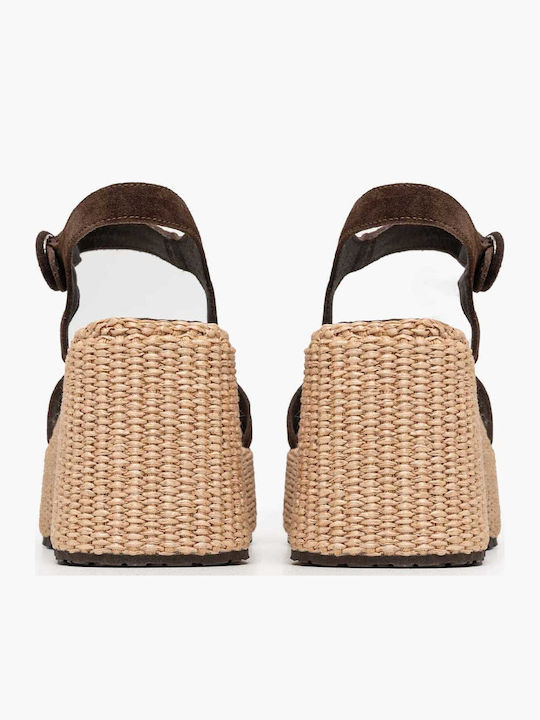 Damen Sandalen Braun Leder