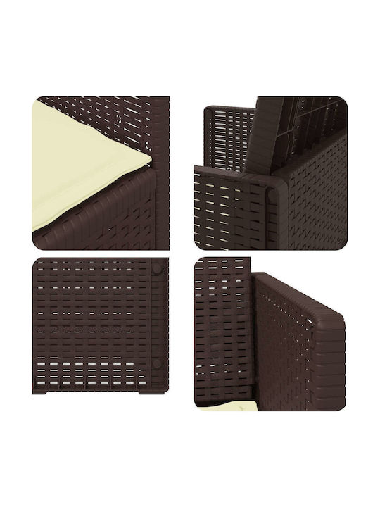 vidaXL Outdoor Chair Polypropylene Brown with Cushion 2 Pieces 53x47x88.5 cm