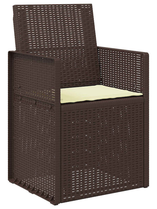 vidaXL Outdoor Chair Polypropylene Brown with Cushion 2 Pieces 53x47x88.5 cm