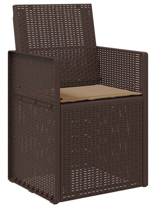 vidaXL Outdoor Chair Polypropylene Brown with Cushion 2 Pieces 53x47x88.5 cm