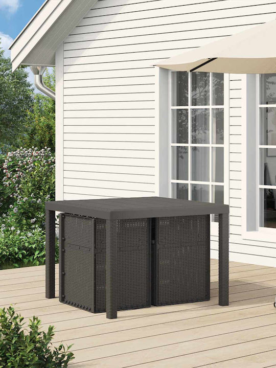 Gartenstühle aus Polypropylen Hellgrau mit Kissen 2Stücke 53x47x88.5cm