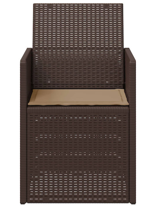 vidaXL Outdoor Chair Polypropylene Brown with Cushion 2 Pieces 53x47x88.5 cm