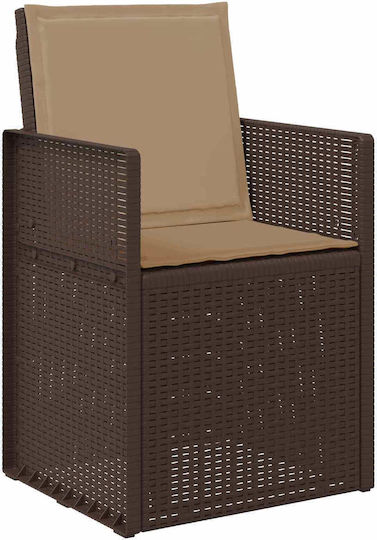 vidaXL Outdoor Chair Polypropylene Brown with Cushion 2 Pieces 53x47x88.5 cm