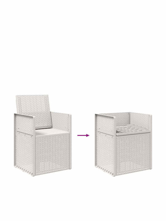 Outdoor Chair Polypropylene White with Cushion 2 Pieces 53x47x88.5 cm
