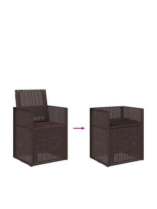 Scaun De Exterior Din Polipropilenă Maro Cu Pernă 2 Bucăți 53x47x88.5 Cm