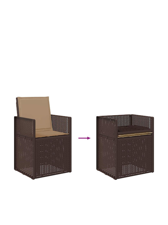 Gartenstühle Polypropylen Braune mit Kissen 2 Stück 53x47x88,5cm