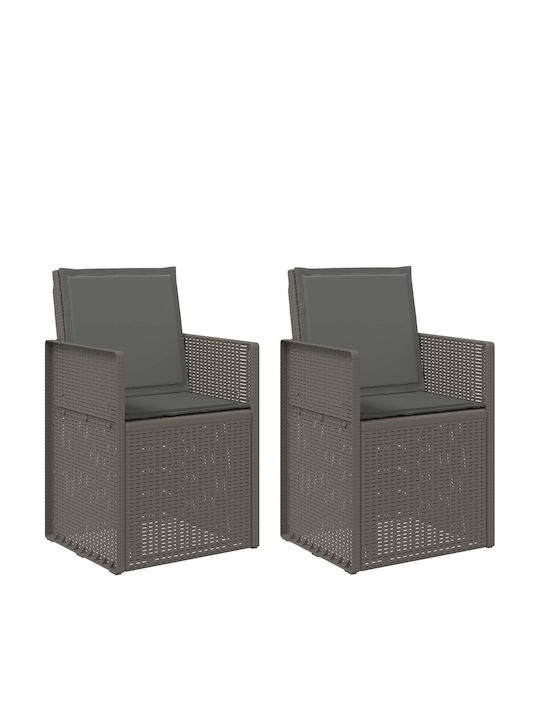 vidaXL Outdoor Chair Polypropylene Light Gray with Cushion 2 Pieces 53x47x88.5 cm