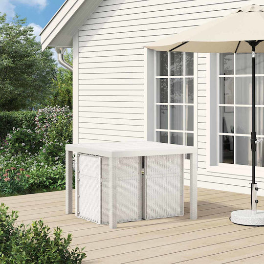 Scaun De Exterior Din Polipropilenă Alb Cu Pernă 2 Bucăți 53x47x88.5 Cm