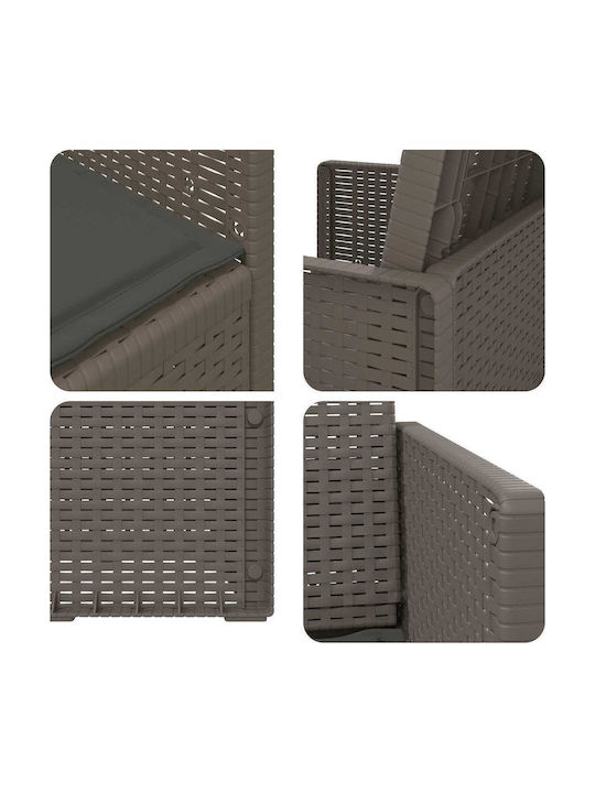 vidaXL Outdoor Chair Polypropylene Light Gray with Cushion 2 Pieces 53x47x88.5 cm