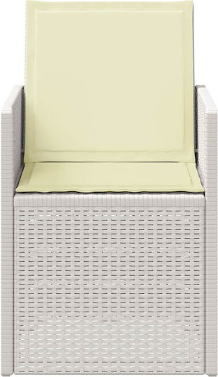 Scaun De Exterior Din Polipropilenă Alb Cu Pernă 2 Bucăți 53x47x88.5 Cm