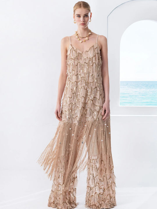 Midi Evening Dress Beige