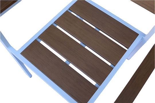 Градински Стол Алуминиев Tobago Бял/Кафяв 55x55x86см