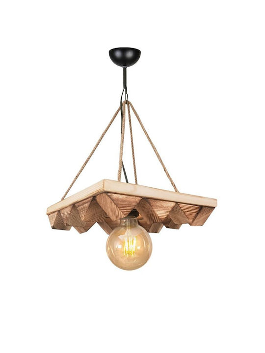 Stewehome Wooden Rustic Lighting Rope E27 Living Room 26 X 26 Cm