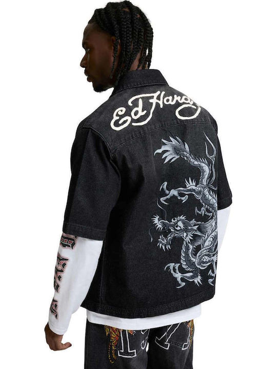 Ed Hardy Short Sleeve Denim Shirt Black