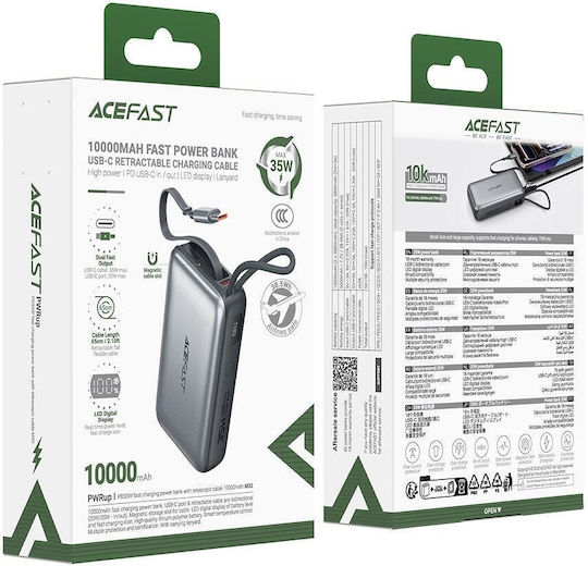 Acefast M32 Power Bank 10000mAh 35W with USB-C Power Delivery Port / Quick Charge 2.0 / Quick Charge 3.0 Metal Gray