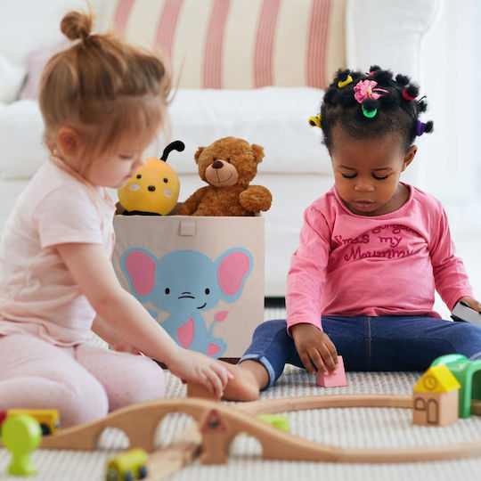Relaxdays Foldable Fabric Gray Toy Storage Box 33x33x33cm