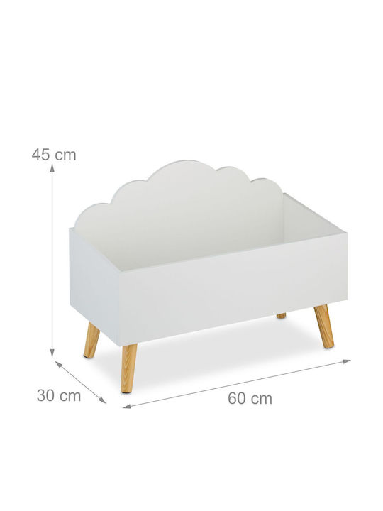 Relaxdays Cutie De Depozitare Pentru Copii Din Lemn Alb 45x60x30cm