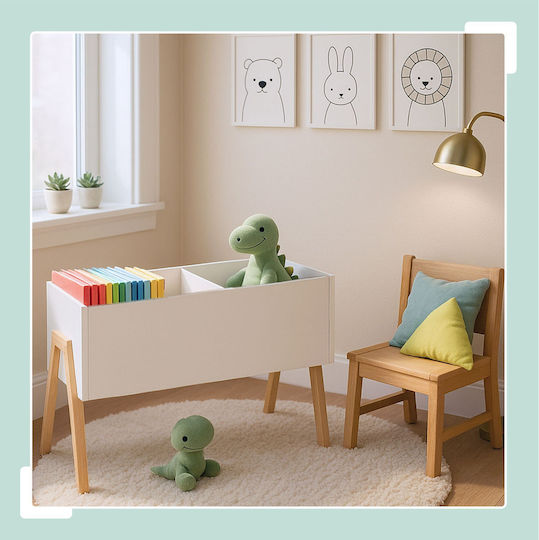 Relaxdays Wooden White Toy Organizer 45x60x30cm